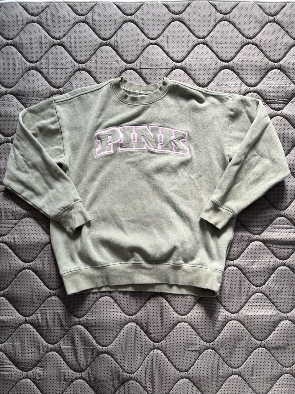 Victoria's Secret Pink Sage Green Size Small Campus Pullover Sweatshirt Logo
